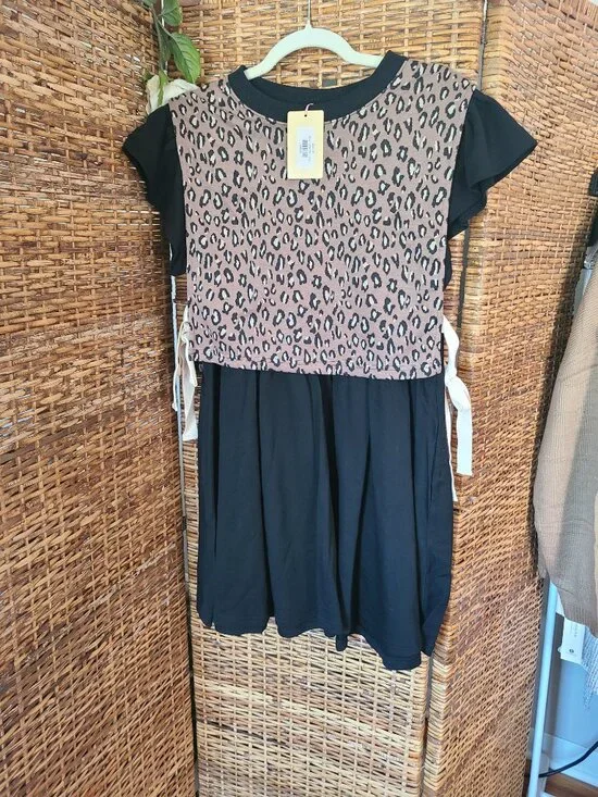 Entro "Into The Wild" Dress NWT SZ L Black & Leopard Print $ 69.95 - Picture 6 of 12